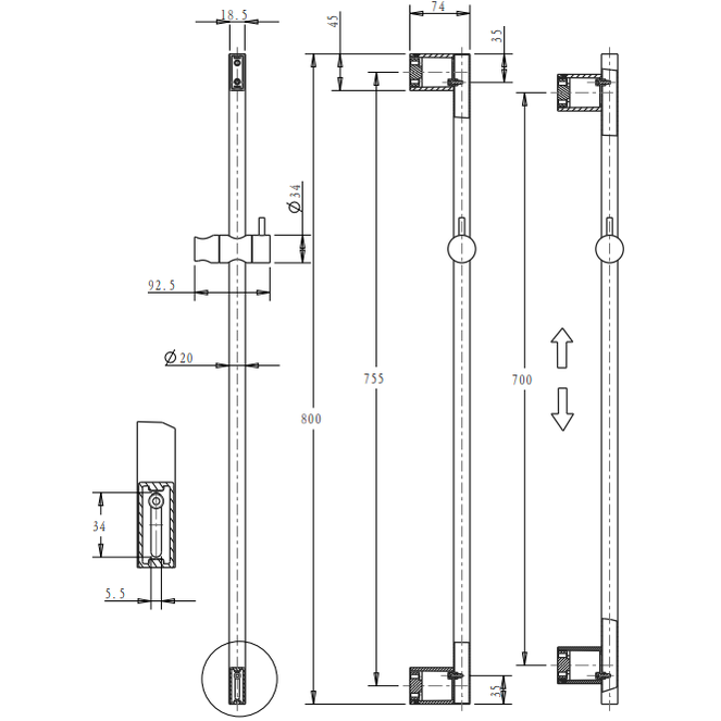 Mica Shower Rail