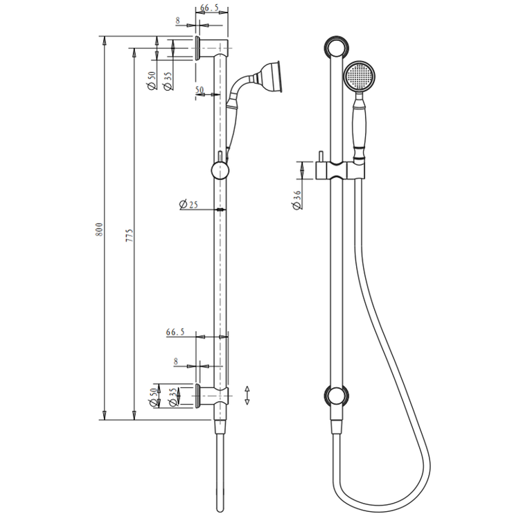 Mica Heritage Shower Rail