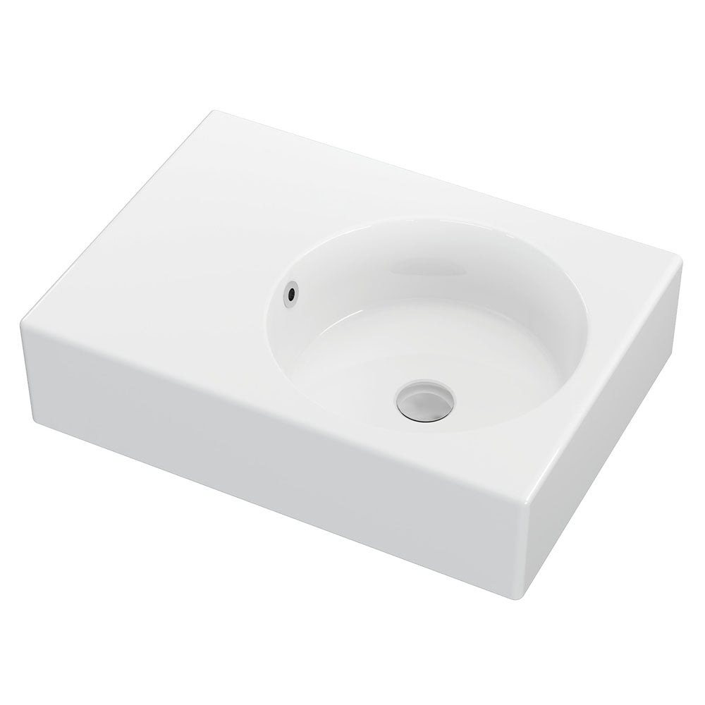 Reba Right Bowl Wall Basin, No Tap Hole