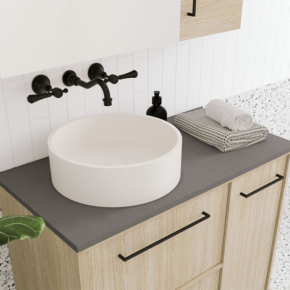 Jada Round Concrete Above Counter Basin, Warm White
