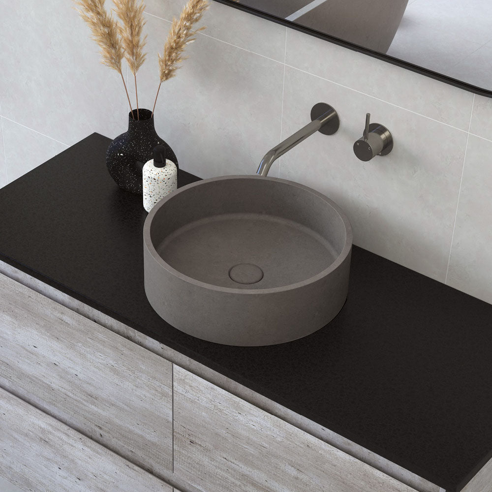 Jada Round Concrete Above Counter Basin, Warm Grey