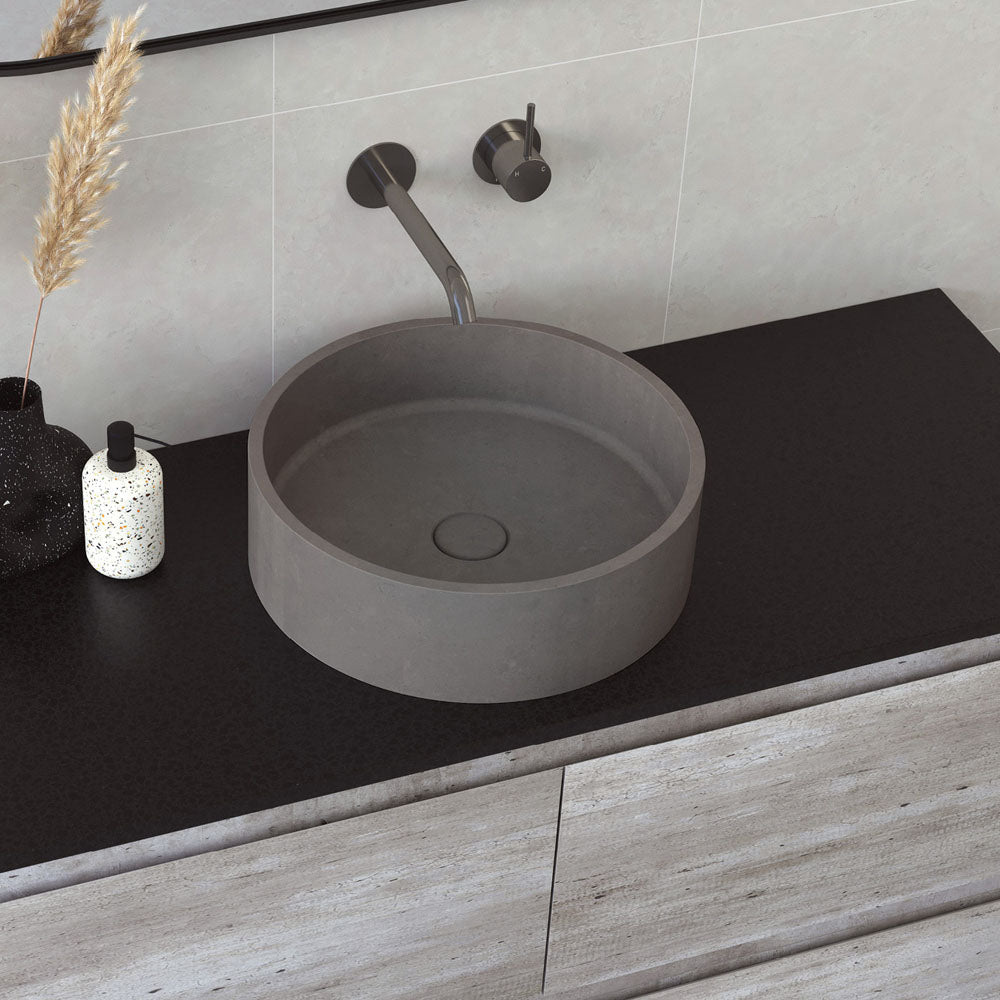 Jada Round Concrete Above Counter Basin, Warm Grey