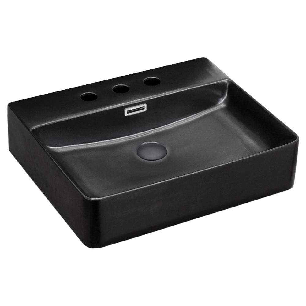 Petra Matte Black Above Counter Basin, 3 Tap Holes