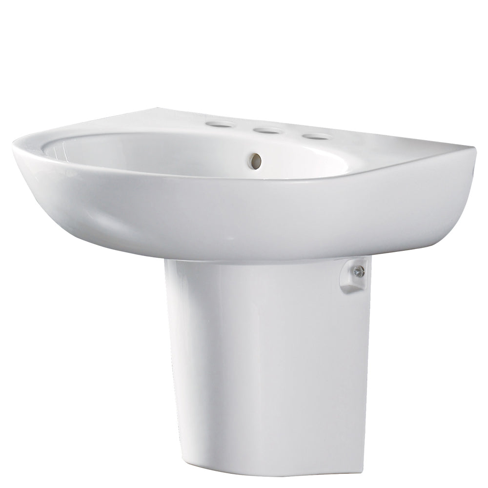 Stella Care Wall Basin With Integral Shroud, 3 Tap Holes