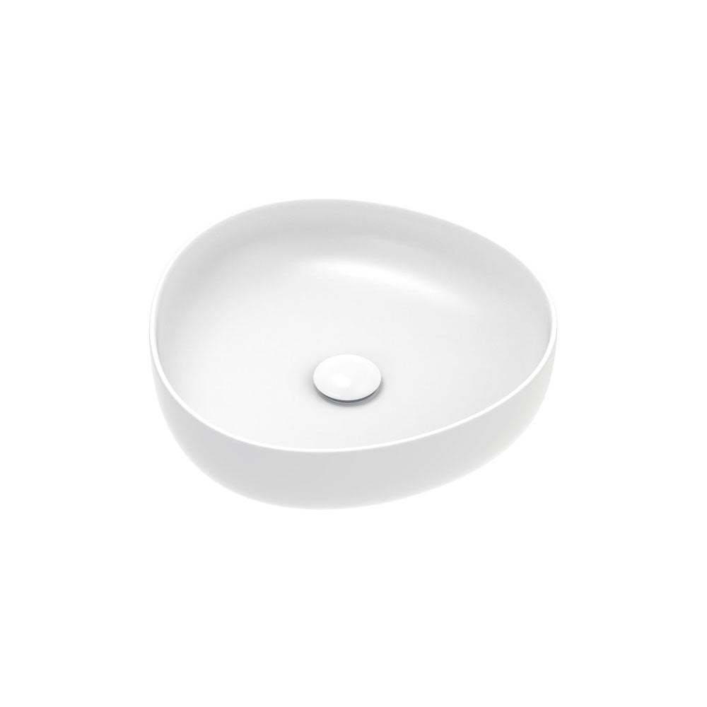 Pebble Small Above Counter Basin, Matte White