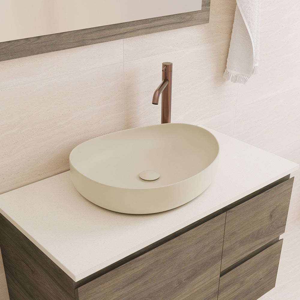 Pebble Medium Above Counter Basin, Matte Khaki