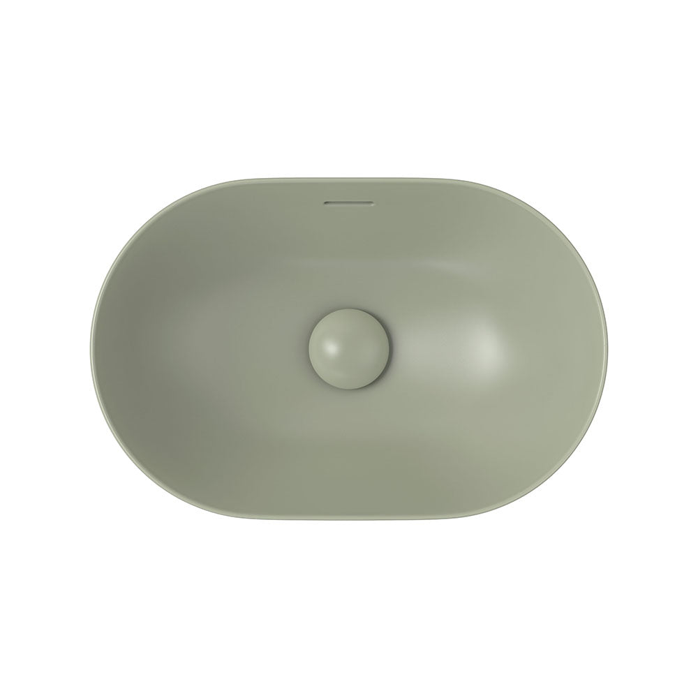 Aluca Pill Ceramic Semi-Inset Basin, Olive