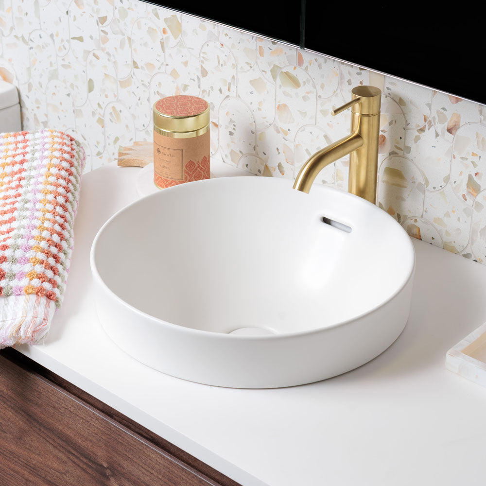 Aluca Round Semi-Inset Basin, Matte White