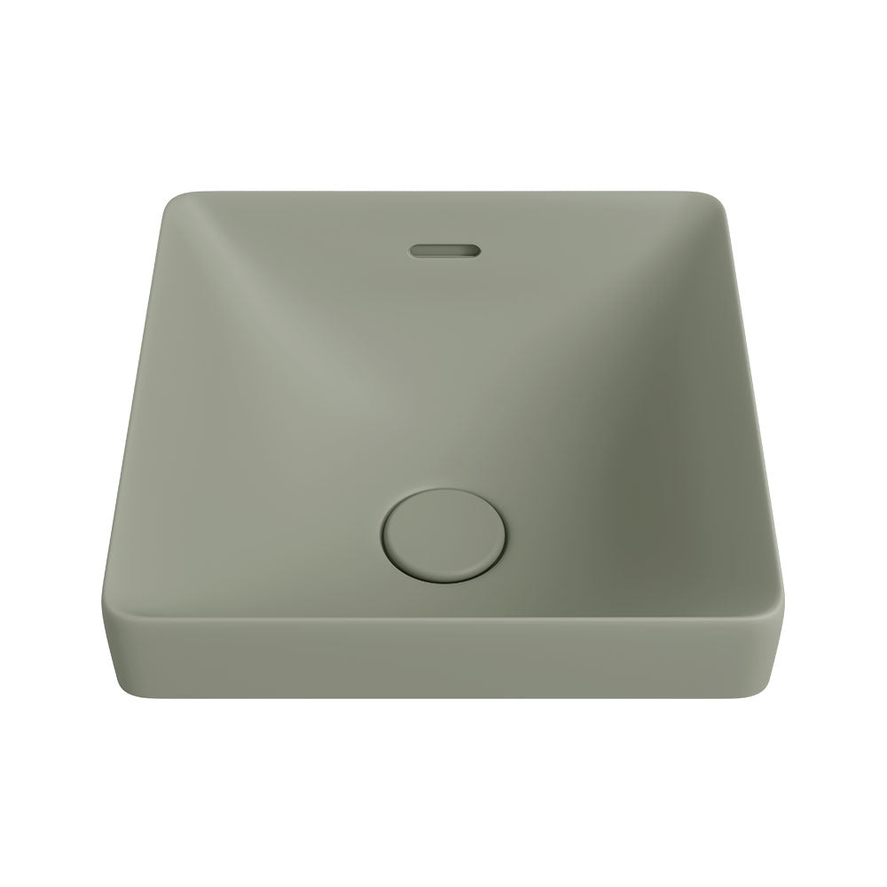 Aluca Square Semi-Inset Basin, Matte Olive