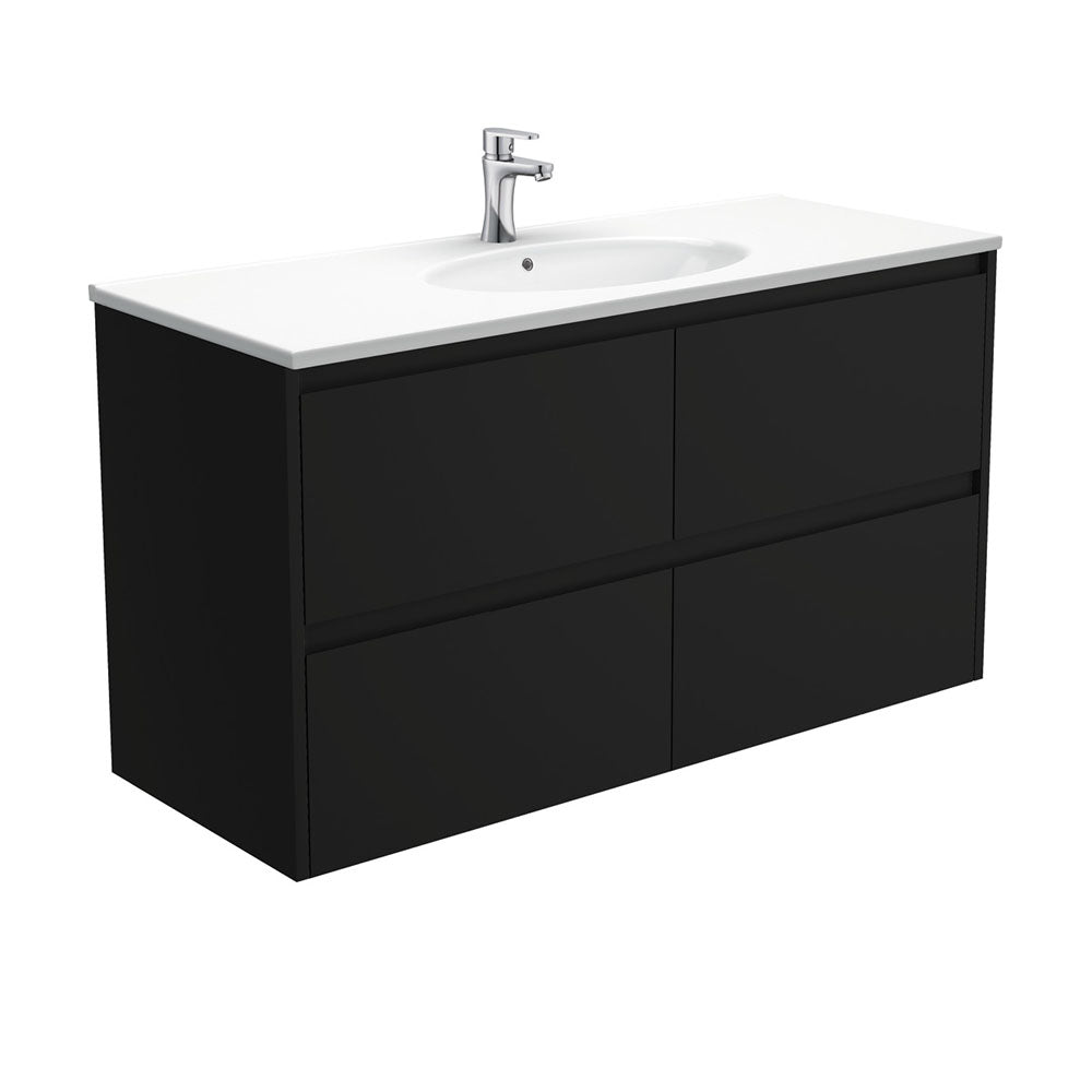 Rotondo Amato 1200 Satin Black Wall-Hung Vanity