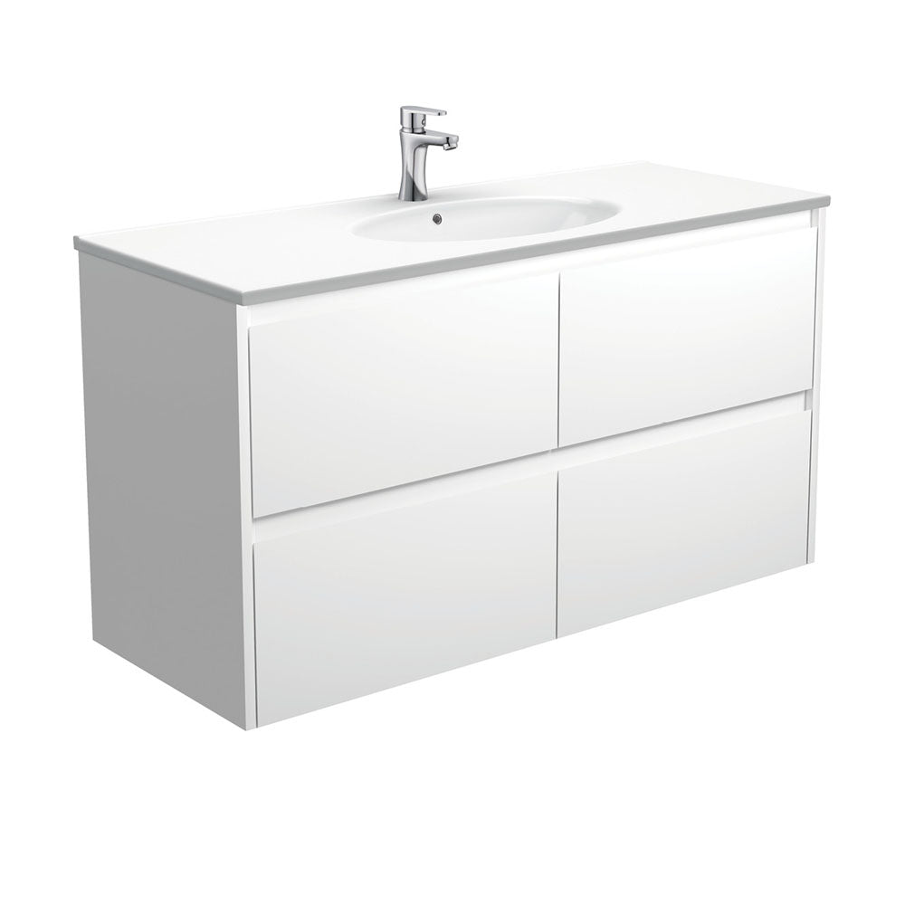 Rotondo Amato 1200 Satin White Wall-Hung Vanity