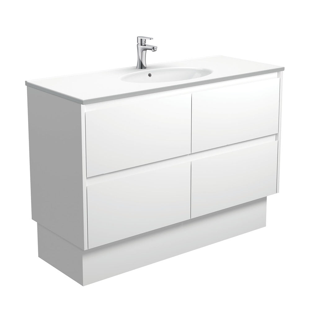 Rotondo Amato 1200 Satin White Vanity On Kick