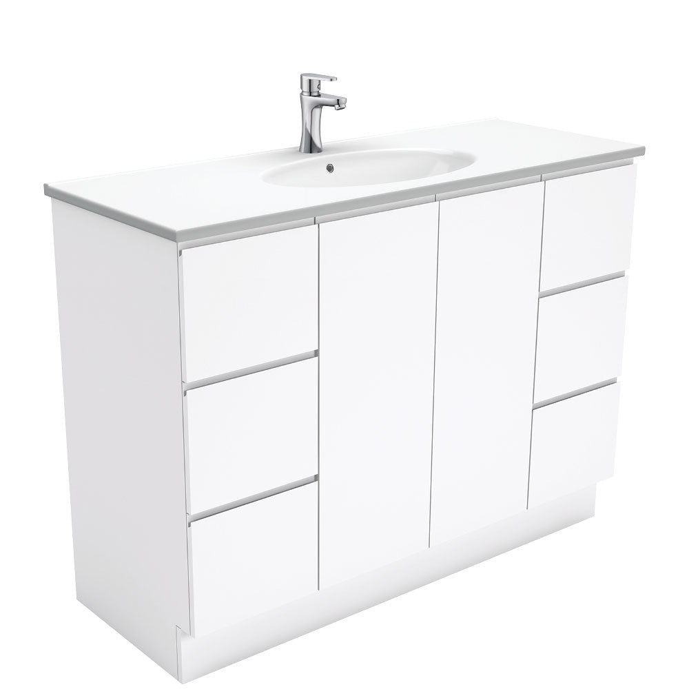 Rotondo Fingerpull Gloss White 1200 Vanity On Kickboard