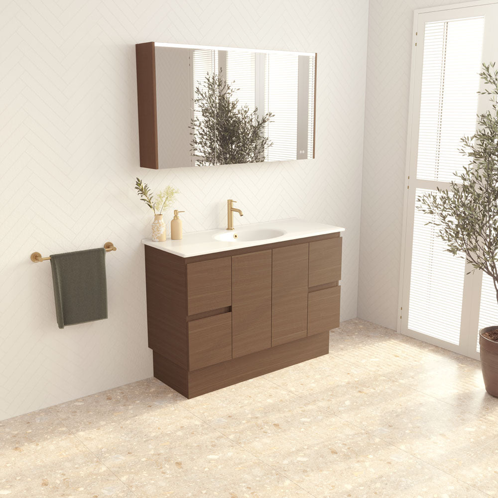 Rotondo Edge Walnut 1200 Vanity On Kickboard