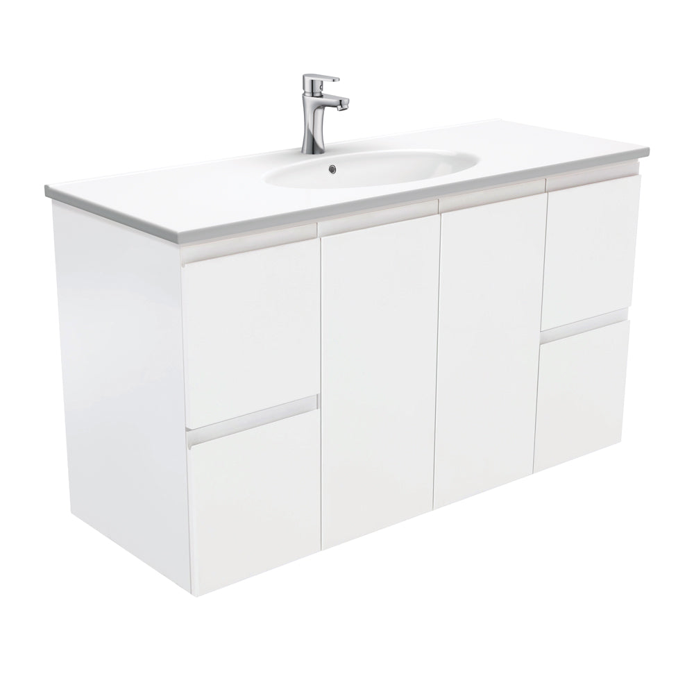 Rotondo Fingerpull Satin White 1200 Wall-Hung Vanity