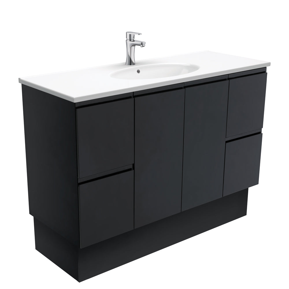 Rotondo Fingerpull Satin Black 1200 Vanity On Kickboard