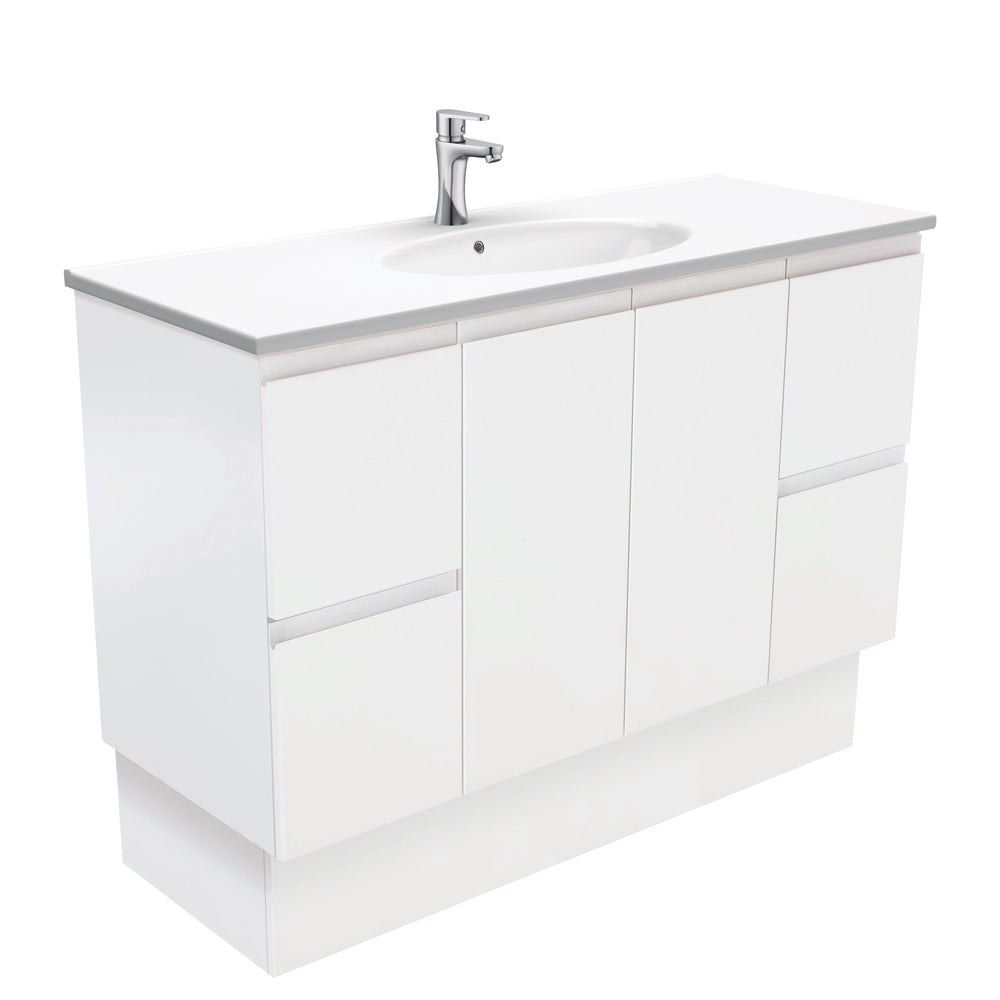 Rotondo Fingerpull Satin White 1200 Vanity On Kickboard
