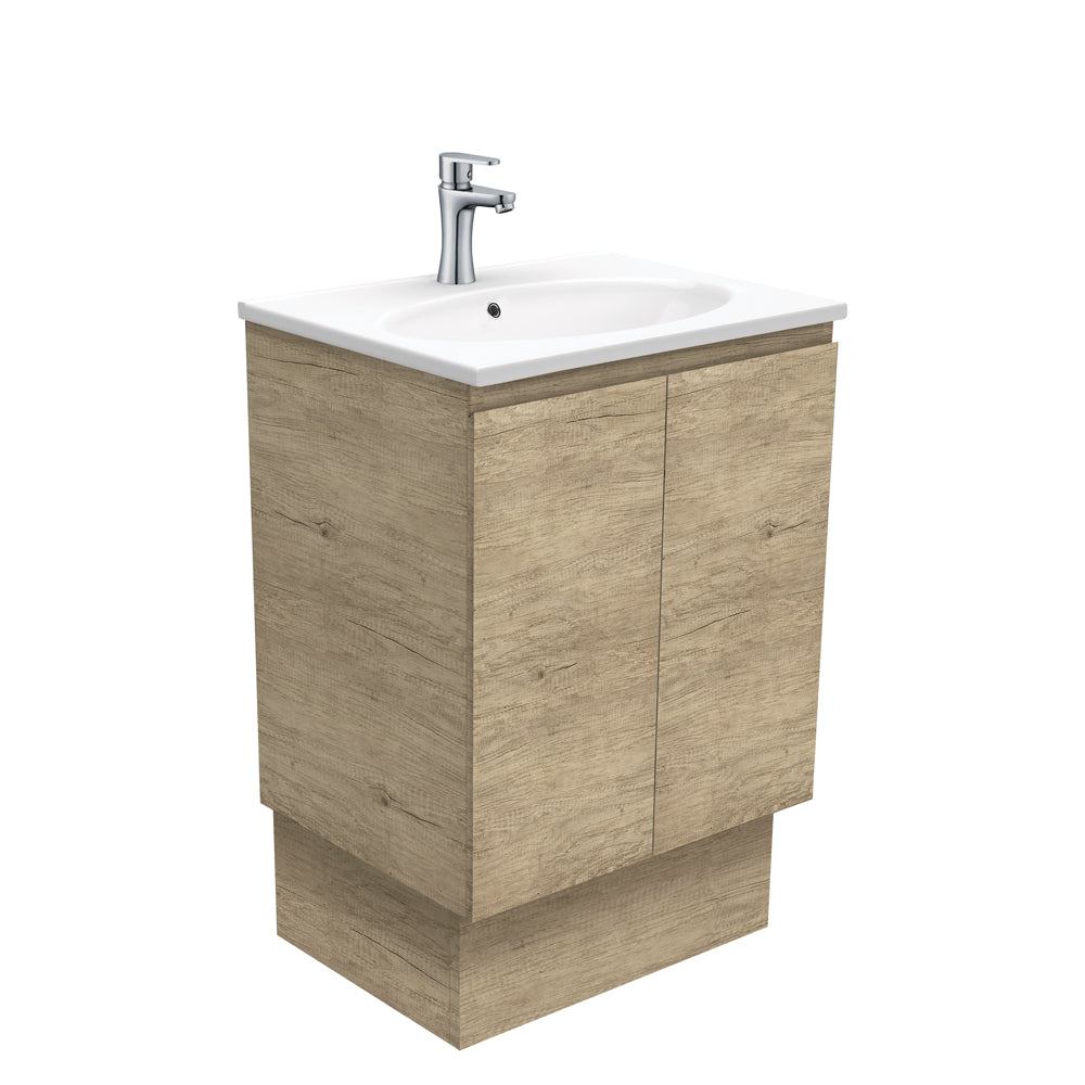 Rotondo Edge Scandi Oak 600 Vanity On Kickboard