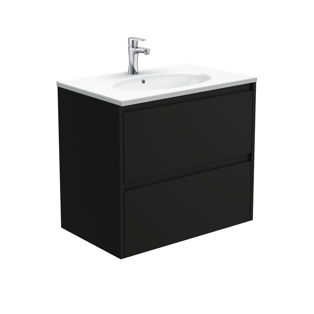 Rotondo Amato 750 Satin Black Wall-Hung Vanity