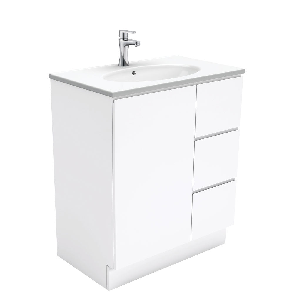 Rotondo Fingerpull Gloss White 750 Vanity On Kickboard
