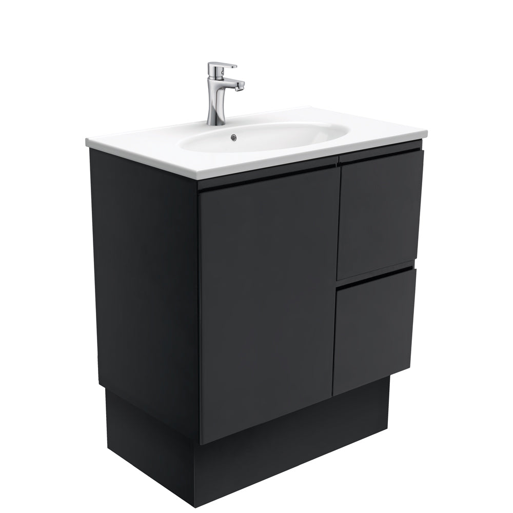 Rotondo Fingerpull Satin Black 750 Vanity On Kickboard