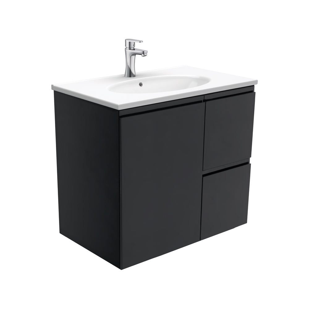 Rotondo Fingerpull Satin Black 750 Wall-Hung Vanity
