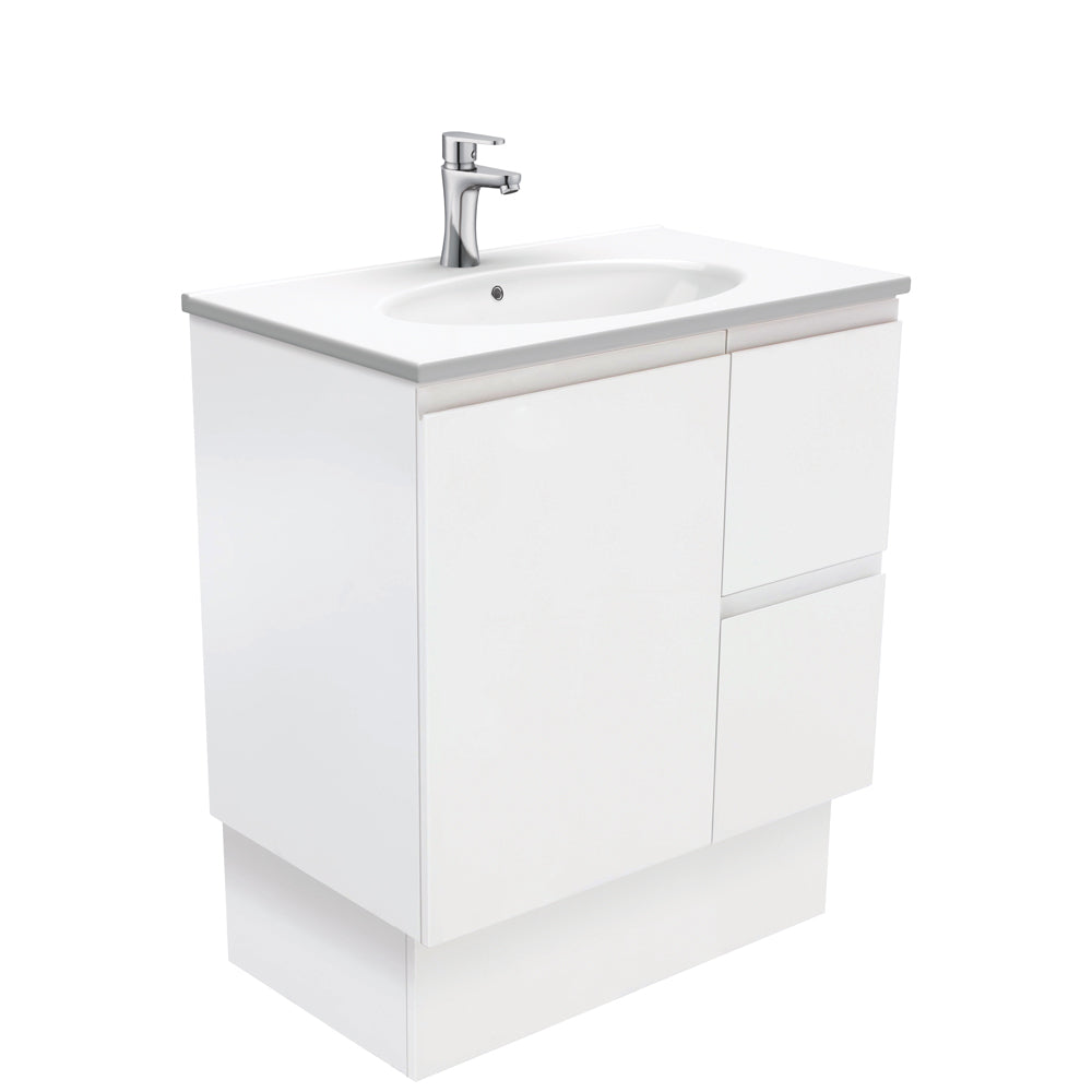 Rotondo Fingerpull Satin White 750 Vanity On Kickboard