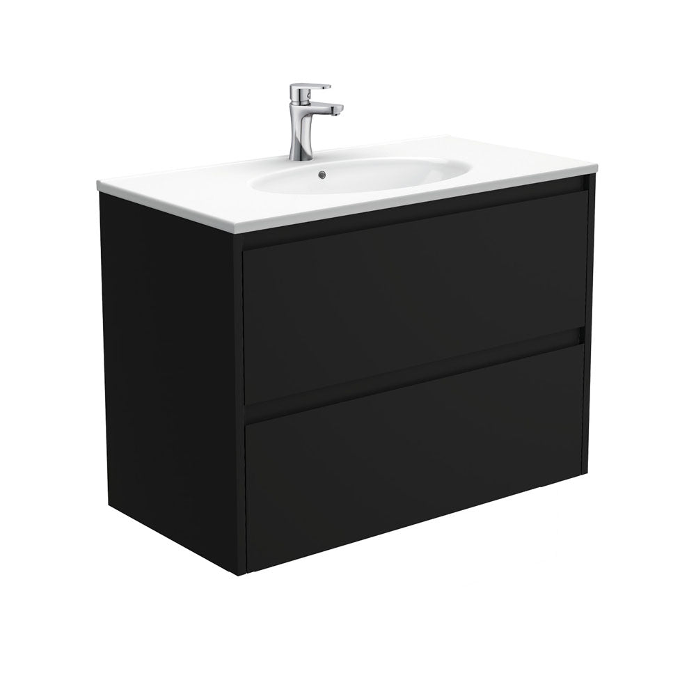 Rotondo Amato 900 Satin Black Wall-Hung Vanity