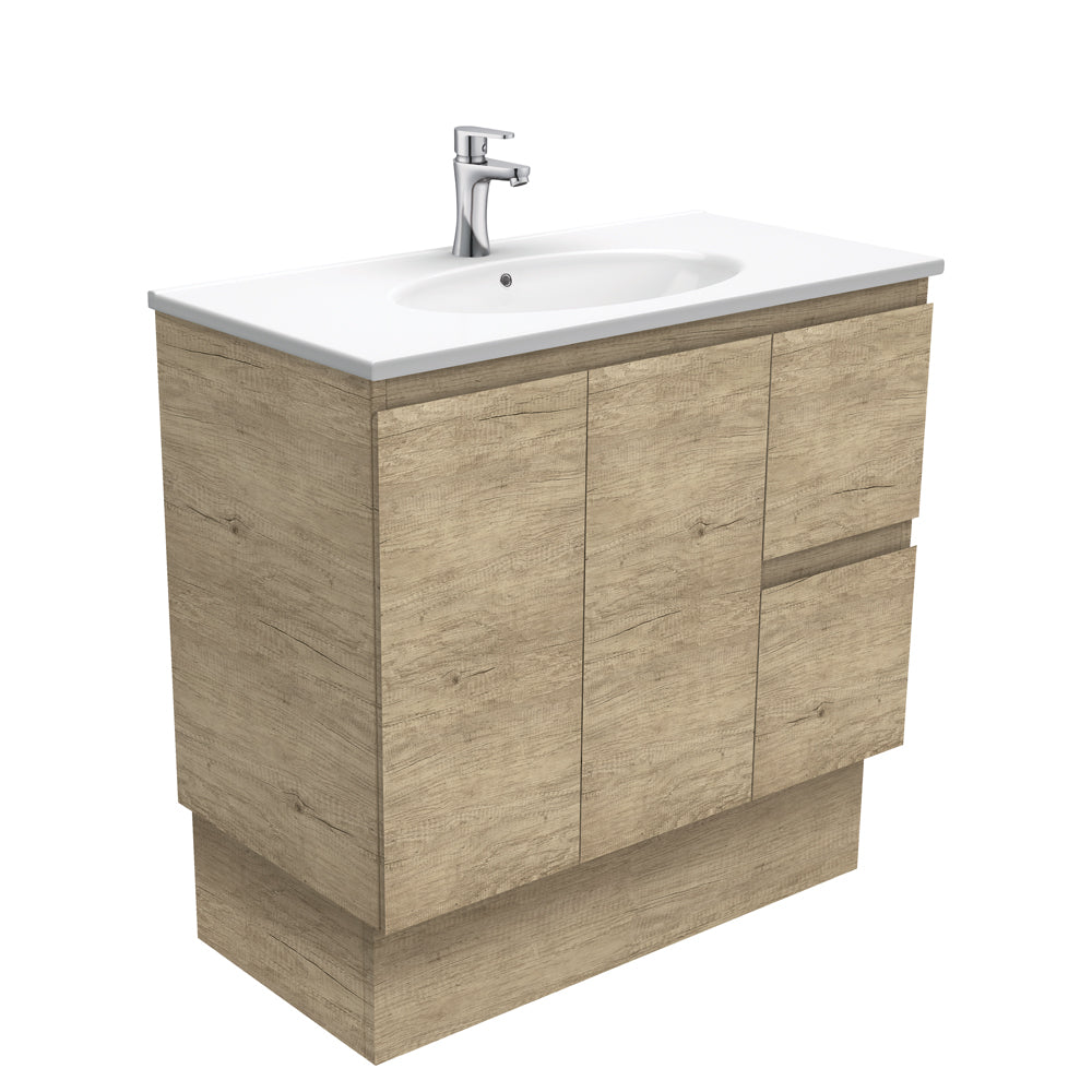 Rotondo Edge Scandi Oak 900 Vanity On Kickboard