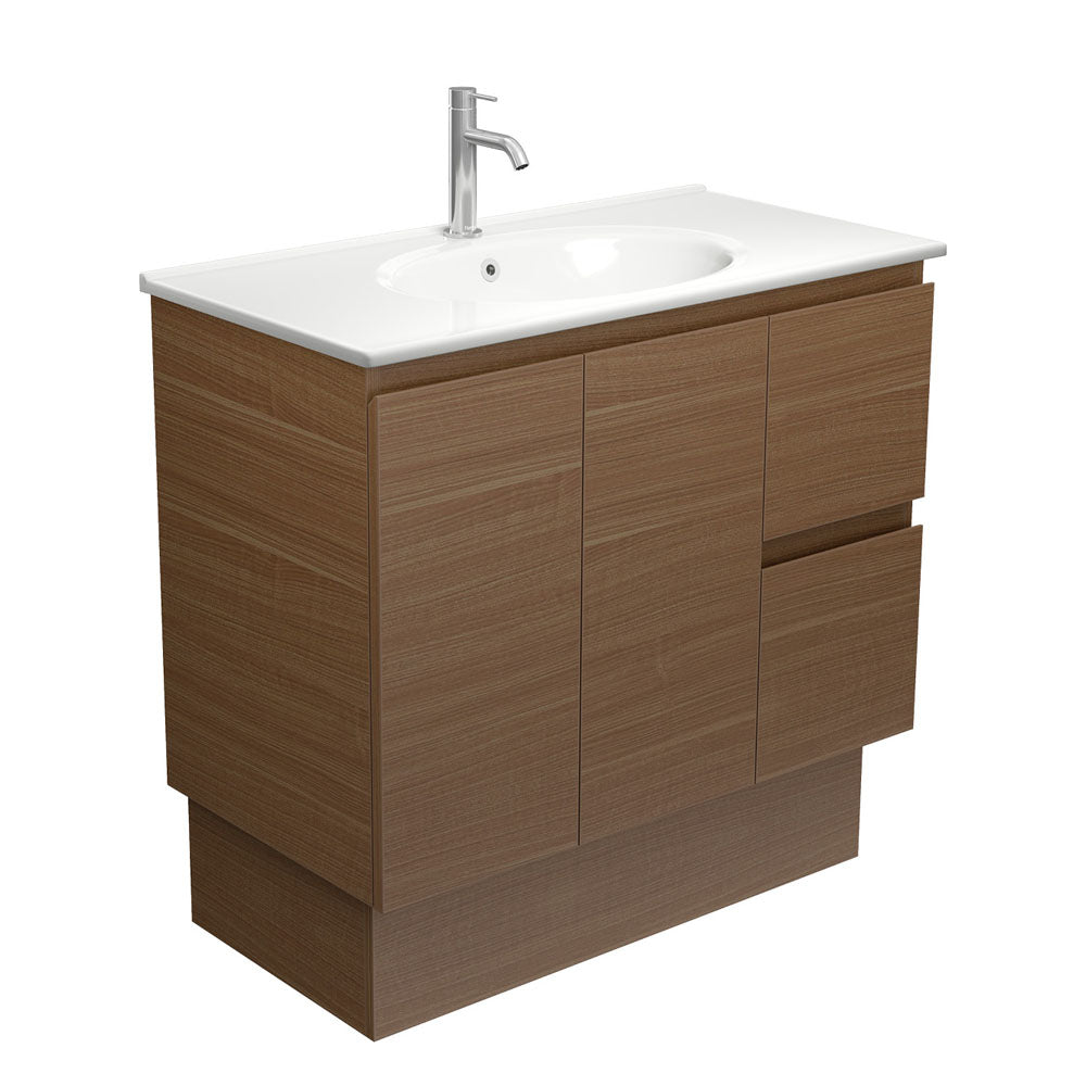 Rotondo Edge 900 Walnut Vanity on Kickboard