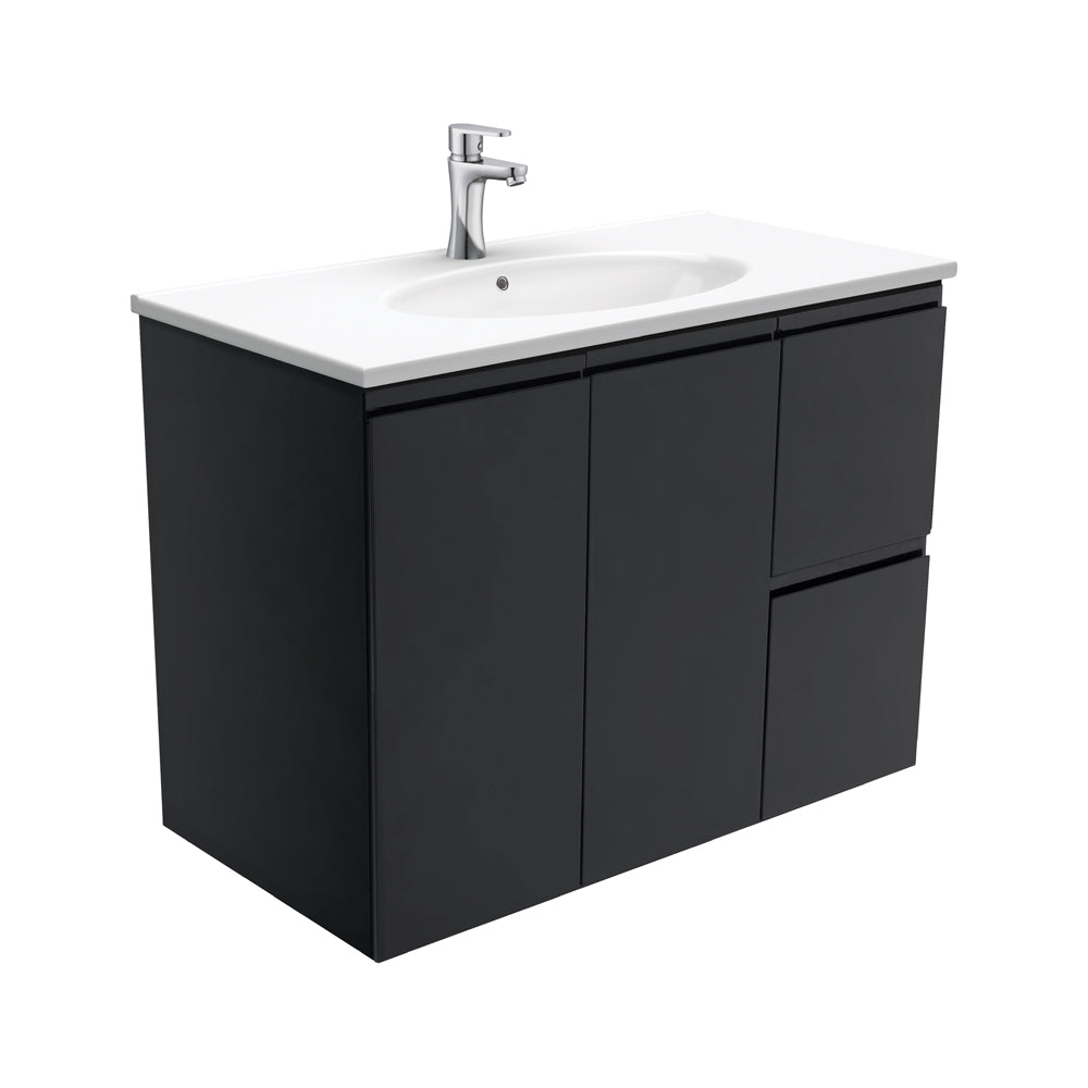 Rotondo Fingerpull Satin Black 900 Wall-Hung Vanity