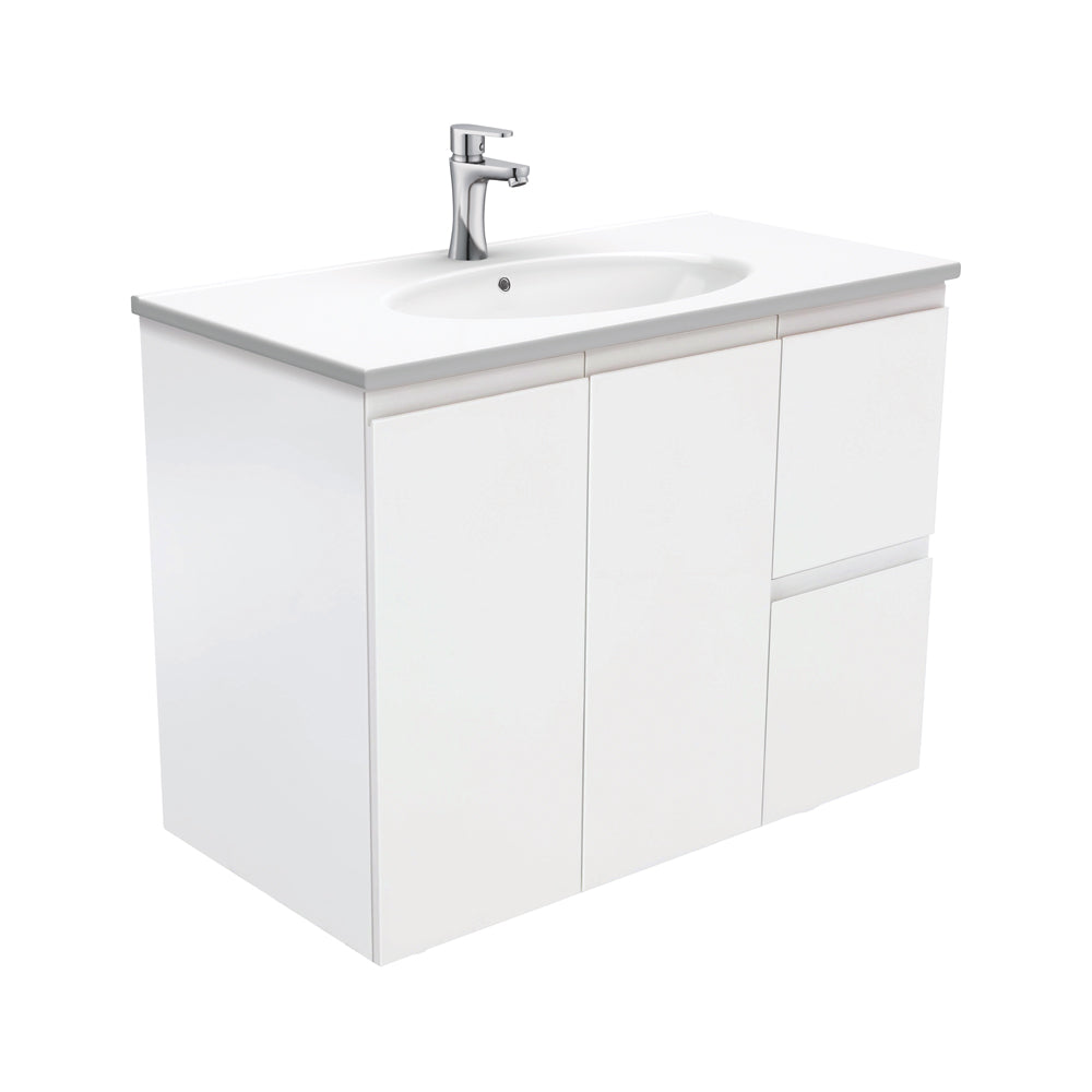Rotondo Fingerpull Satin White 900 Wall-Hung Vanity