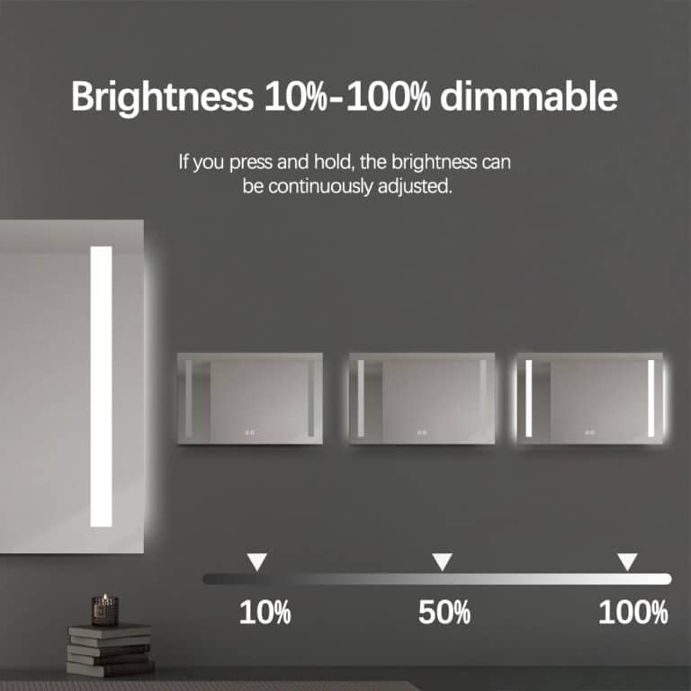 Rectangular Double-Sided Frosted Frontlit LED Mirror 60cm x 80cm Frameless Wall Mounted