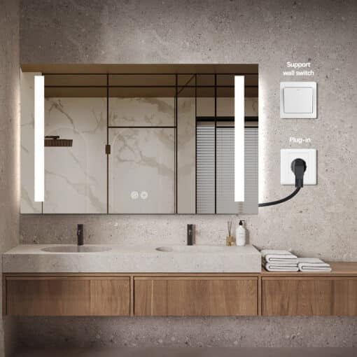 Rectangular Double-Sided Frosted Frontlit LED Mirror 60cm x 80cm Frameless Wall Mounted