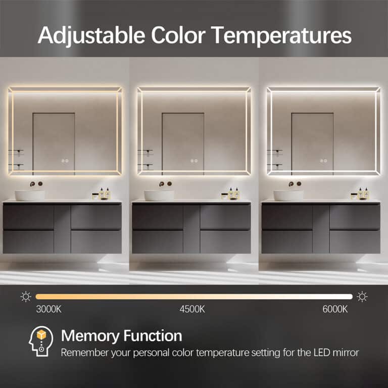 Rectangular Frosted LED Mirror Frontlit 70cm x 90cm Frameless