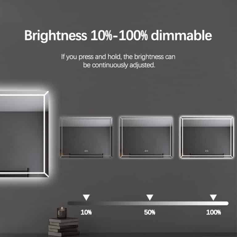 Rectangular Frosted LED Mirror Frontlit 70cm x 90cm Frameless
