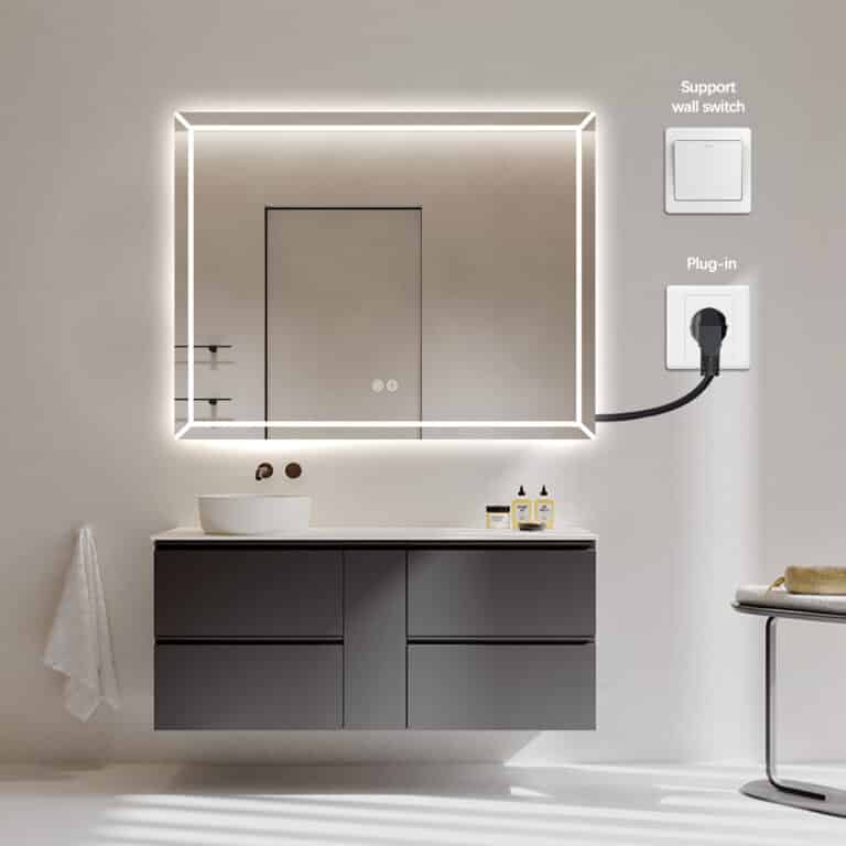 Rectangular Frosted LED Mirror Frontlit 70cm x 90cm Frameless