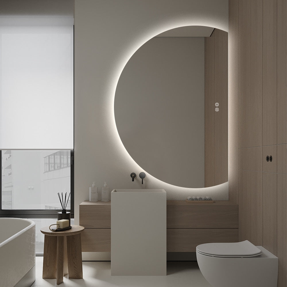 Right Cut Moon LED Mirror 77cm x 110cm Frameless Backlit Wall Mirror