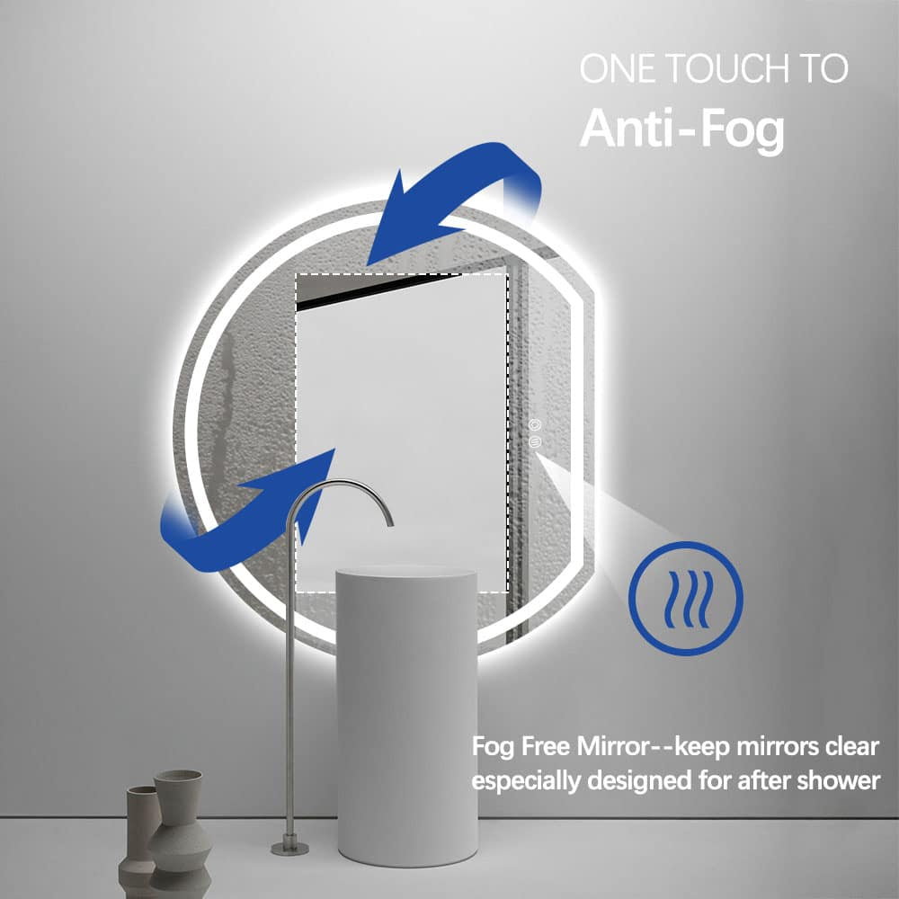 Right Cut Moon Wall Frosted LED Mirror 90cm x 100cm Frameless Frontlit Defogger