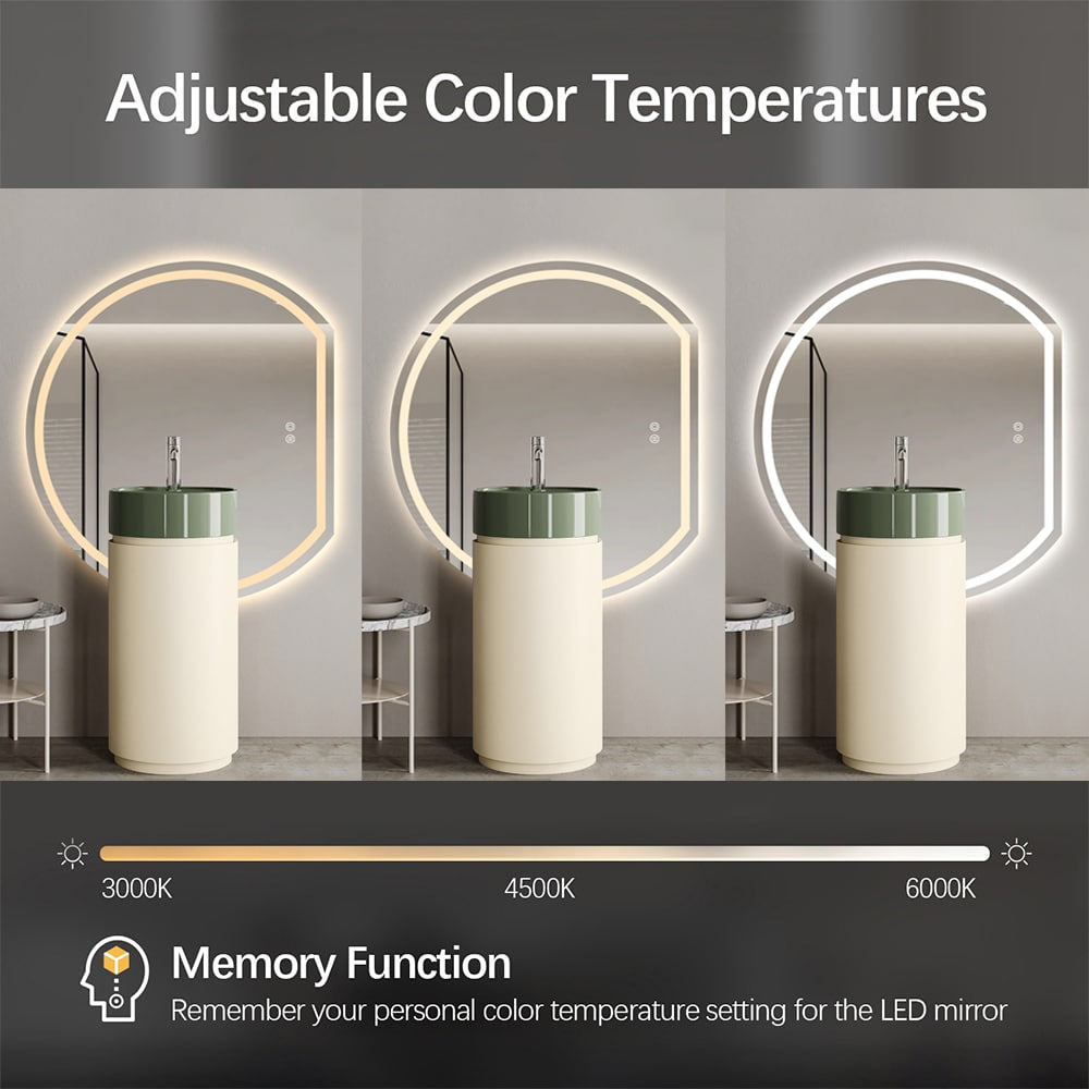 Right Cut Moon Wall Frosted LED Mirror 90cm x 100cm Frameless Frontlit Defogger