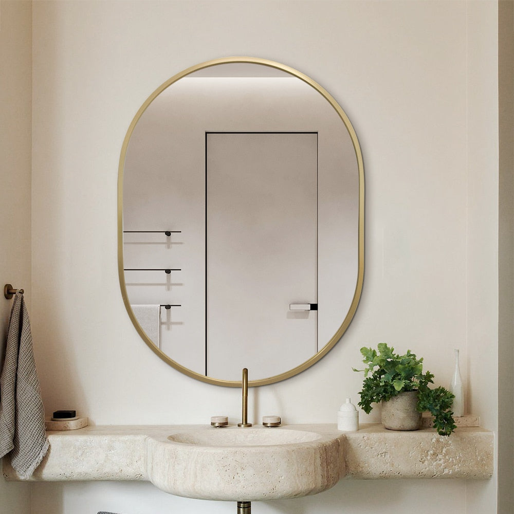 Rose Gold Oval Wall Mirror – 60 x 80cm Classic Decorative Frame
