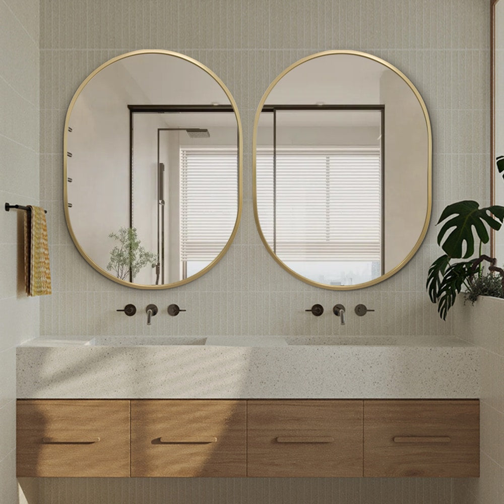 Rose Gold Oval Wall Mirror – 60 x 80cm Classic Decorative Frame