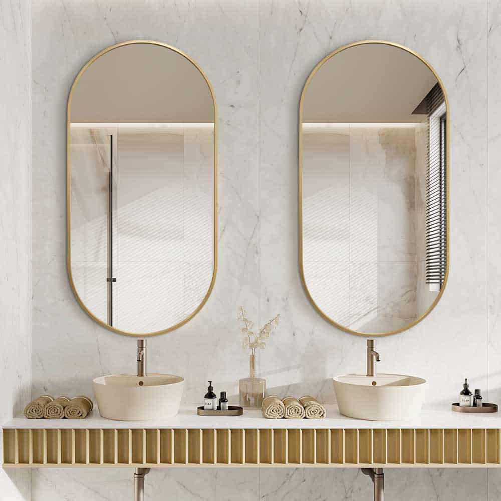 Rose Gold Oval Wall Mirror – 60 x 80cm Classic Decorative Frame