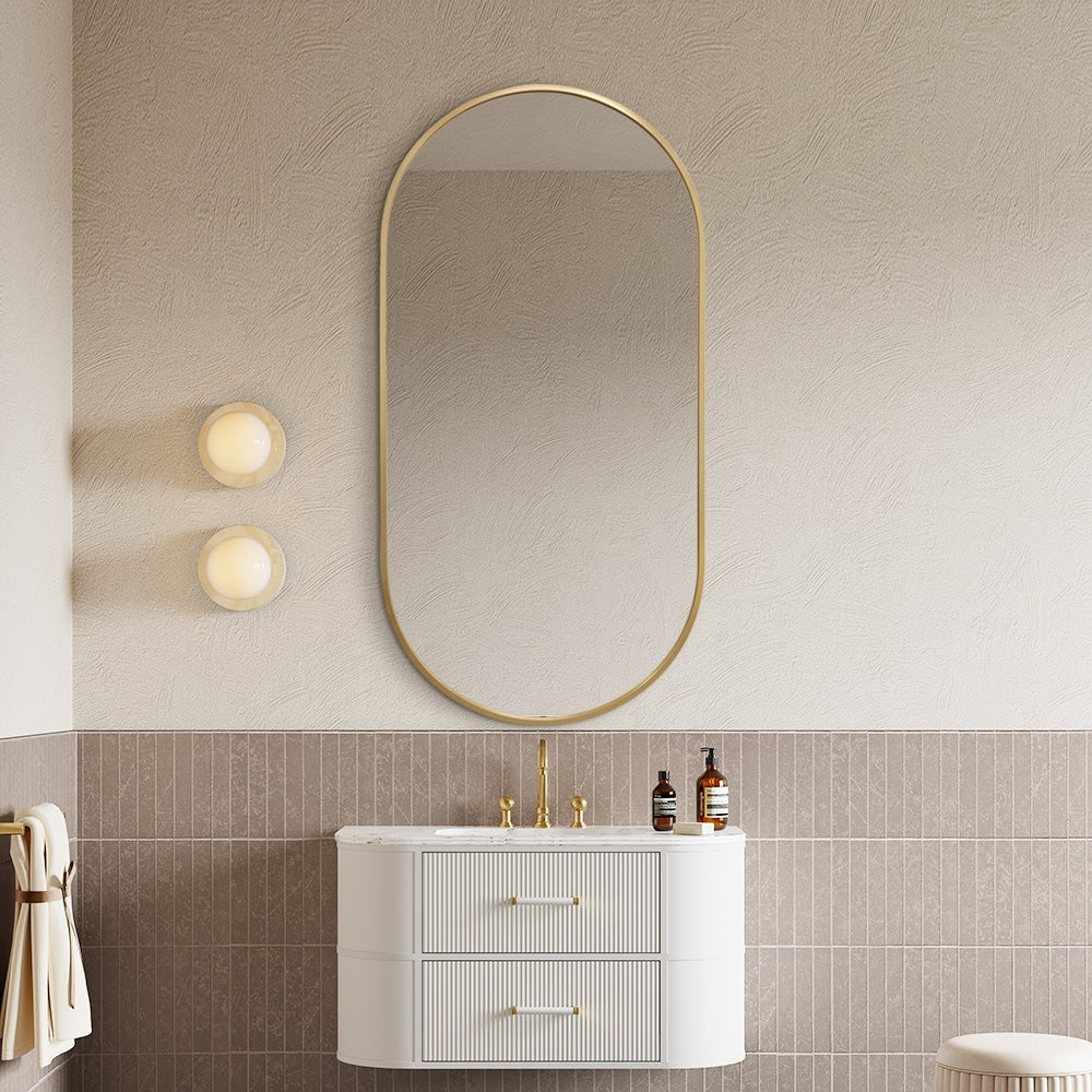Rose Gold Oval Wall Mirror – 60 x 80cm Classic Decorative Frame