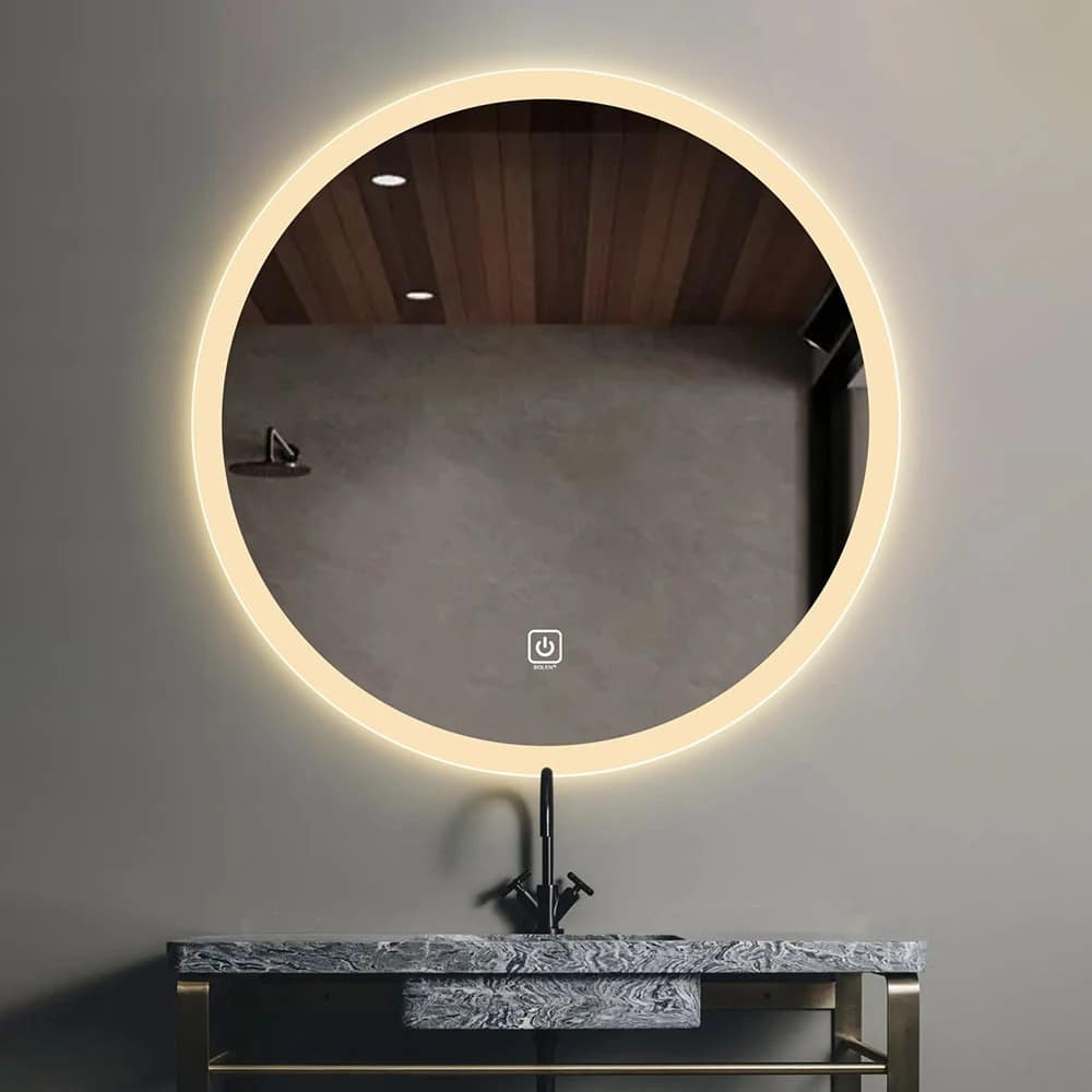 Round LED Mirror – Frosted, Dimmable, Defogger with 30mm Strip
