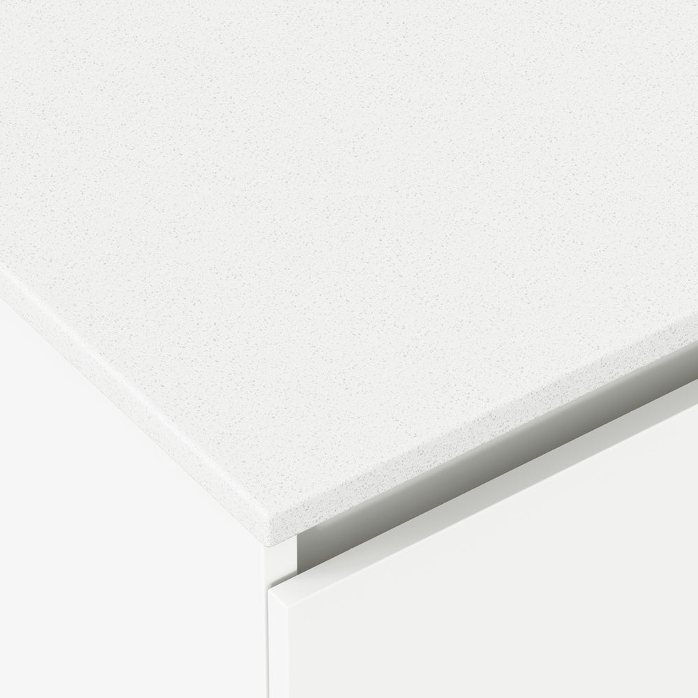 Sarah Roman Sand Undermount 750 Fingerpull Gloss White Vanity on Kick, Left Drawers