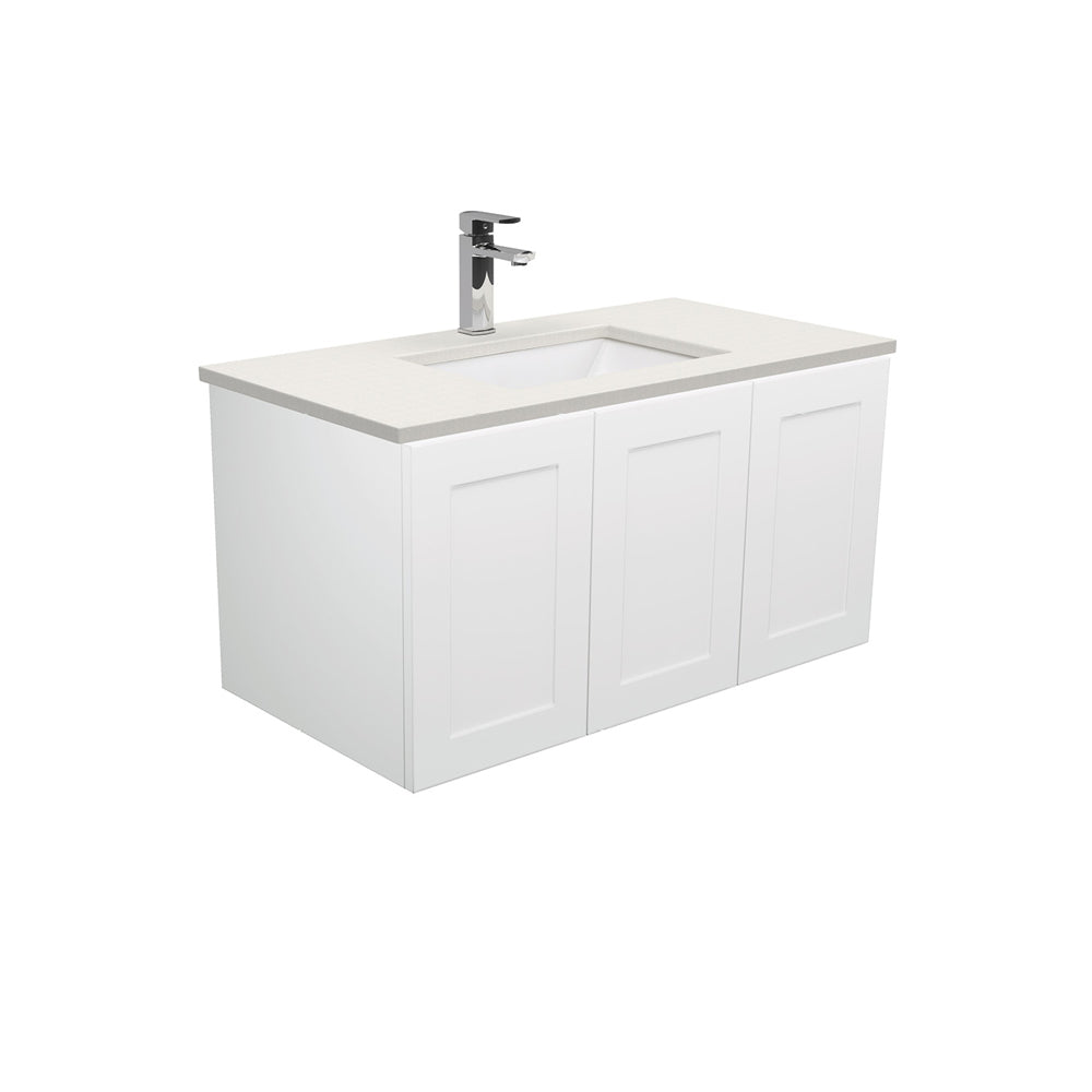 Sarah Roman Sand Undermount 900 Mila Wall-Hung Vanity, Left Drawers