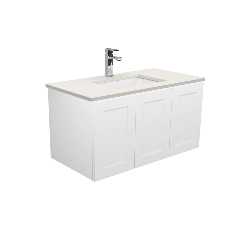 Sarah Roman Sand Undermount 900 Mila Wall-Hung Vanity, Right Drawers