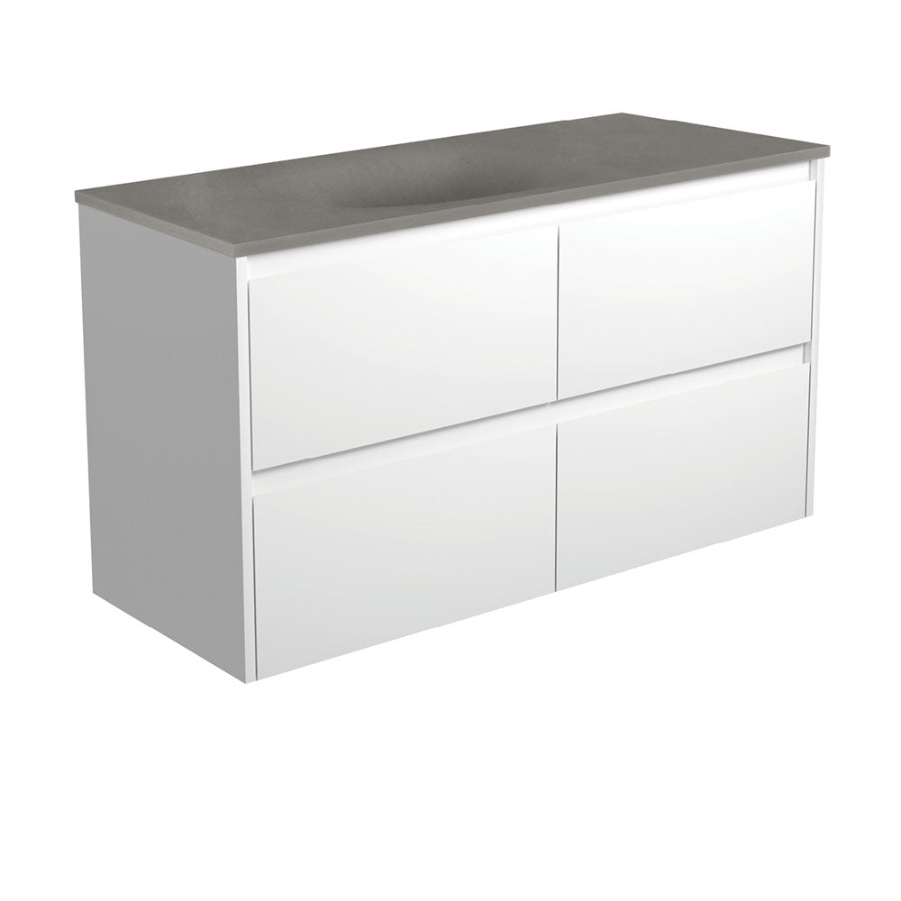 Satori Amato 1200 Satin White Wall-Hung Vanity, Satin White Panels