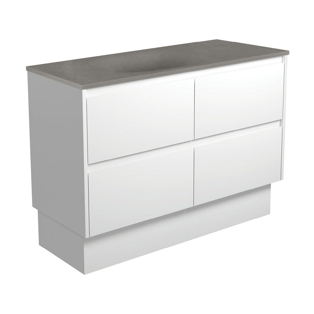 Satori Amato 1200 Satin White Vanity On Kick, Satin White Panels